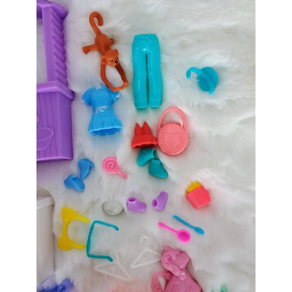 Polly Pocket Lot Ice Cream Social Toy Bundle Chair Table‎ Extras Toy